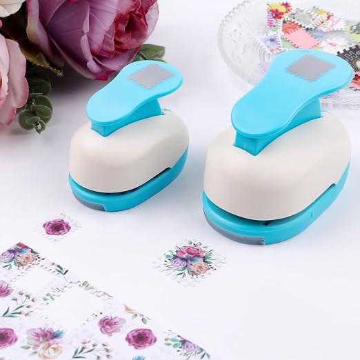 BAOFALI 2 PCS Stamp Puncher 1.2"x1"and 0.8"x0.7" Stamp Punch Rectangular Postage Stamp Punch |Stamp Hole Puncher| Lever Action Paper Punches forfor Scrapbooking Journaling Card Making