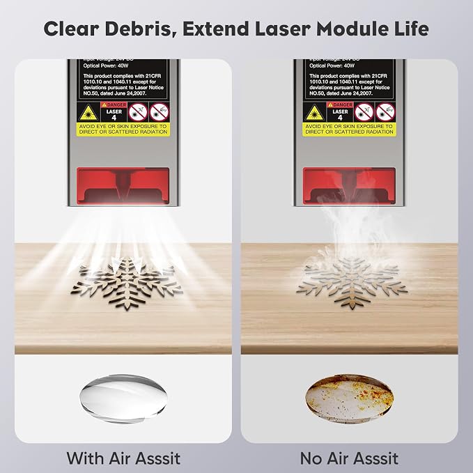 Air Assist for Laser Cutter, Laser Air Assist Laser Engraver for Wood and Metal 22L/min Air Output for Laser Air Assist Protect Laser Lens Reduce Surface Temperature