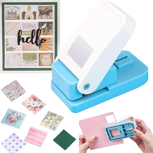 Square Hole Punch | 1 inch Square Punches | Portable Manual Squares Stamp Crafts Paper Puncher | Lever Action Craft Punch for Paper Crafting Scrapbooking Card Making Arts Supplies Scrapbook Decor