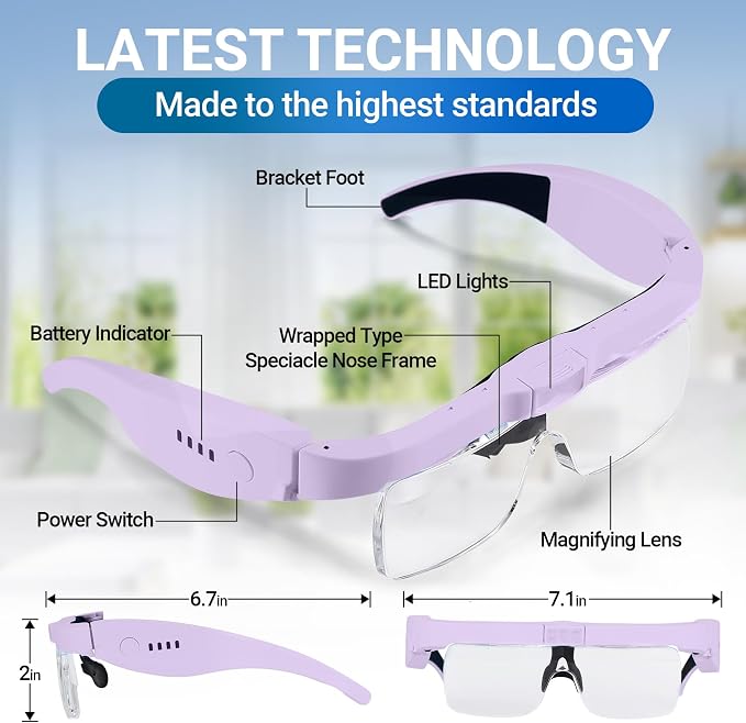 YOCTOSUN Magnifying Glasses with Light, 0.75X-4.0X Headband Magnifier
