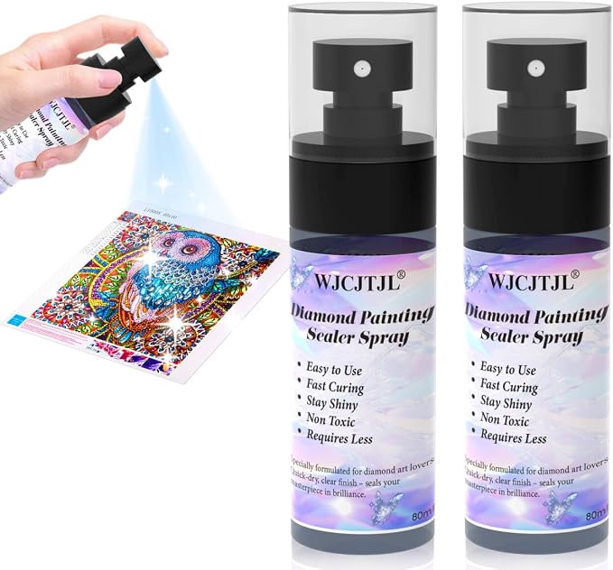 Upgraded Diamond Painting Sealer Spray - 30 Minutes Quick Dry (2 Pack) | Diamond Art Sealer Glue, Keep Diamond Art Fixed and Shiny, Diamond Art Accessories and Tools, Easy to Use, No Brush Needed