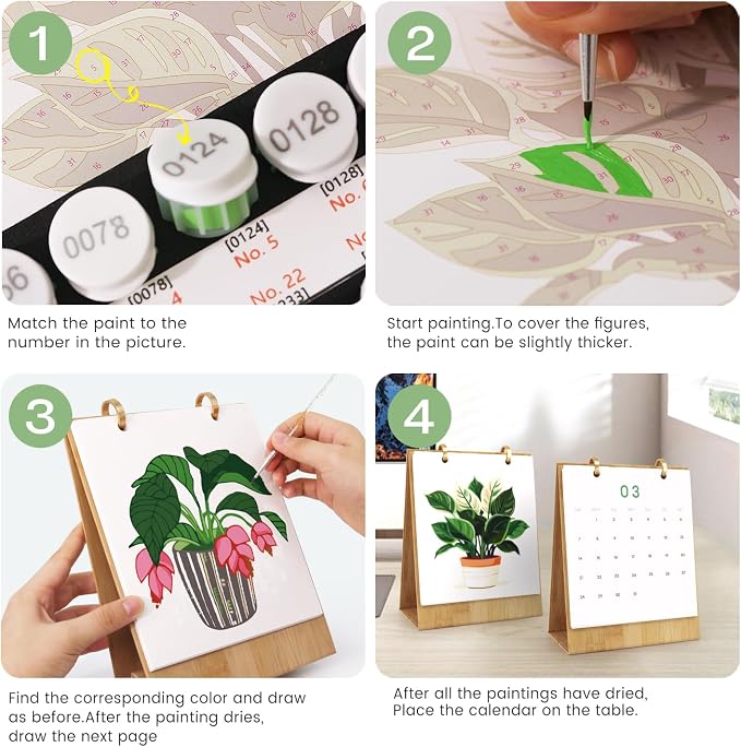 Lnjsipam Paint by Numbers Calendar 2027 - Plant Paint with Number for Gift | Plant Paint by Numbers Calendar, Easy DIY Calendar, Unique Gift for New Year, Plant Paint by Number Kit for Adults