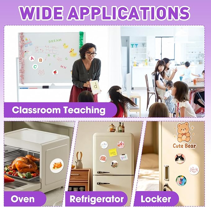 ESRICH 48Pack 3x3IN Round Mini Canvas Magnets, Small Magnetic Paint Canvas | Non-toxic, Ideal for Acrylic, Watercolor, Oil Painting, DIY Magnet Kit, Refrigerator Decor