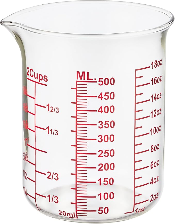 Ackers BORO3.3 Borosilicate Glass Measuring Cup, 500 ml (16 oz, 2 Cup)