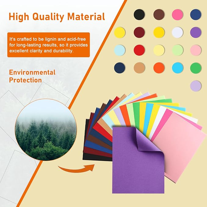 Guakicae 40 Sheets 20 Assorted Colors Cardstock 8.5 x 11 Craft Paper 75lb