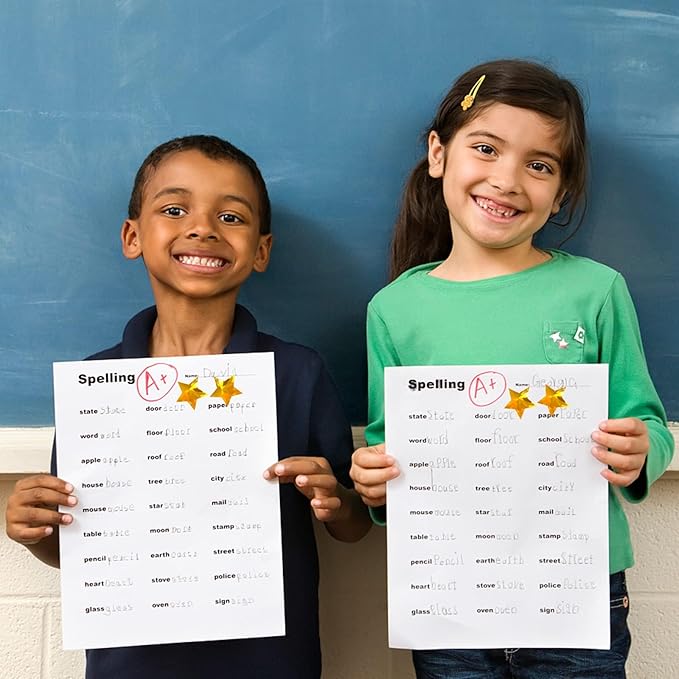 Imeepa 500PCS Holographic Gold Star Stickers, 1" Sparkly Lables for Kids