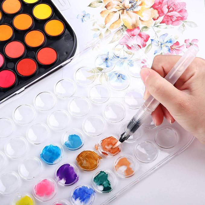 Watercolor Paint Set, 48 Colors Non-Toxic Watercolor Paint with a Brush, Refillable Water Brush Pen and Palette, Washable Water Color Paints Sets for Kids, Adults, and Artists