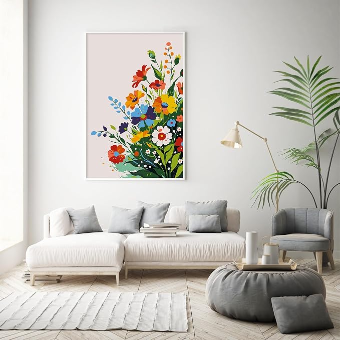 Possoco Framed Paint by Numbers Kit for Adults Beginner & Kids, Flowers Easy Adult Paint by Number Kits on Canvas, DIY Colorful Acrylic Number Painting for Adults for Home Decor Gift 8x12 Inch