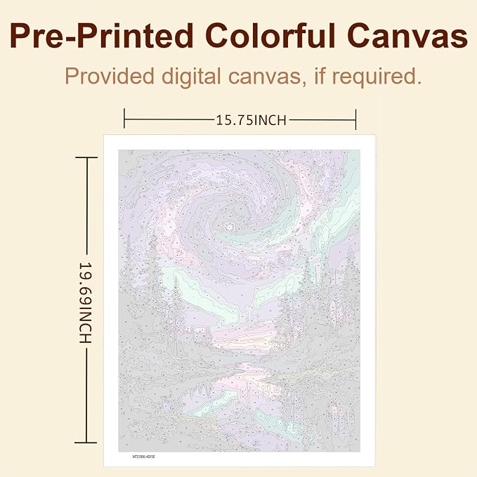 Gemozaic Aurora Paint by Numbers Kit for Adults, Starry Night Sky, 16x20 in | Northern Lights DIY Acrylic Numbers Painting for Adult, Landscape Painting by Number for Home, Wall Decor, Gift, No Frame