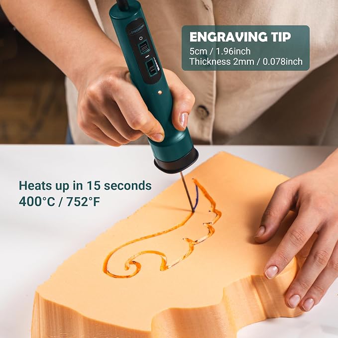WINONS Hot Wire Foam Cutter, WFC0008 Styrofoam Cutter 400°C (752°F), 5-Level Temperature Control, 3 Quick-Change Tips for DIY Crafts and Sculpting (Kit of 3)