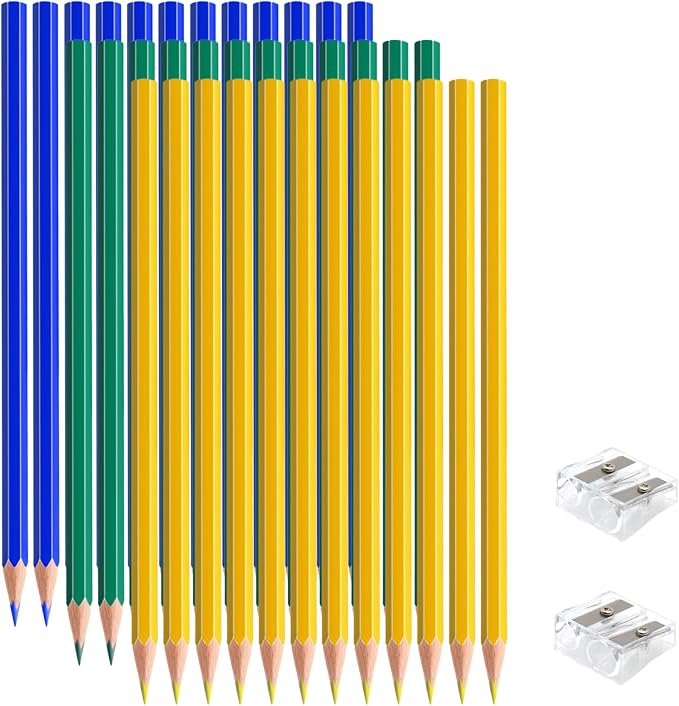 36 PCS Yellow Blue Green Colored Pencils, Pre-sharpened Professional Wooden Art Pencils Set for Artists Painting | Premium Drawing Sketching Supplies (Yellow Blue Green)