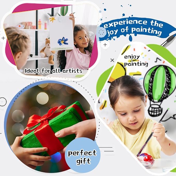 koseibal Acrylic Paint Set with Tabletop Easel and Canvas for Kids, Adults