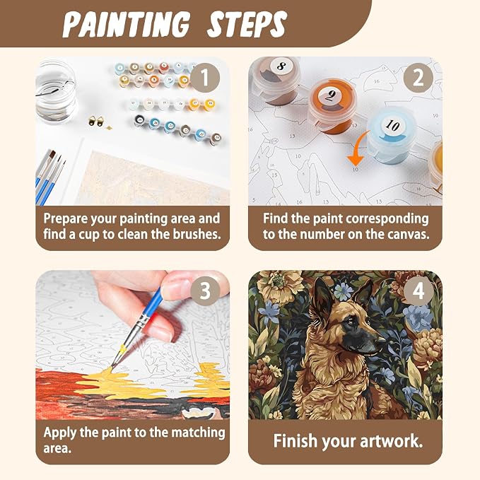 XTCIXAL Paint by Numbers Kit for Adults, Dog, 16X20 Inch | DIY Paint by Number for Adults Beginner, High-Definition Color Canvas, Stress Relief, Home Wall Decor, Gifts, Unframed