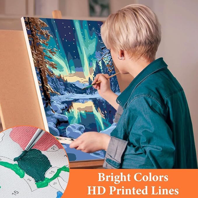 6 Pack Paint by Numbers Kit for Adults Without Frame 10x14 Inch, Aurora | Starry Sky Adult Paint by Number Kits on Canvas, DIY Acrylic Painting by Numbers, Stress Relief Gift, For Home Wall Decor