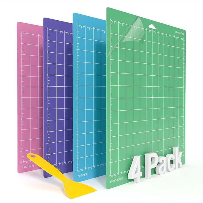 Cutting Mats 12x12 for Cricut, 4 Pack Variety Grip with Scraper