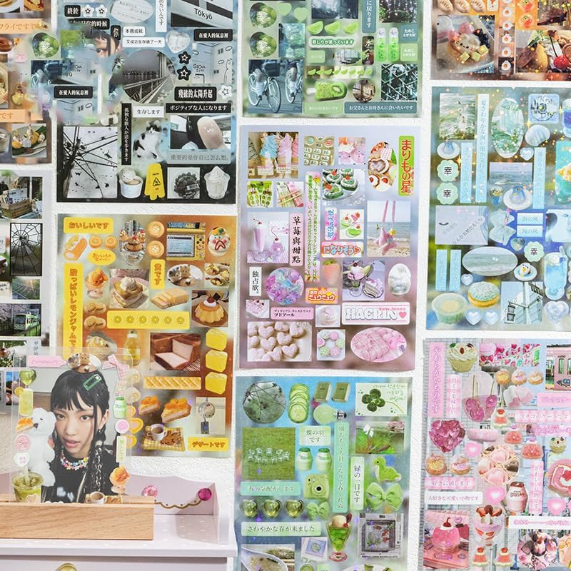 Japanese Sticker Book,800 Pcs Romantic Memory Series Comic Retro Stickers Book for DIY Cute Scrapbooking Journaling Handbook Material Decoration