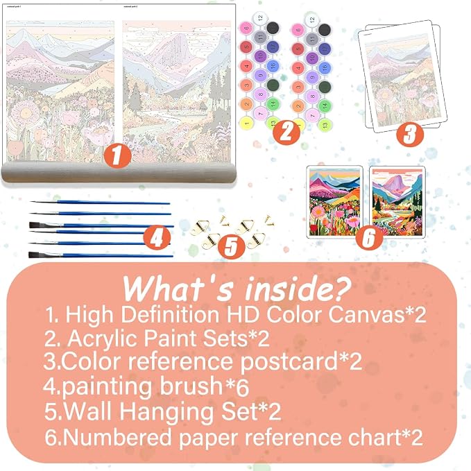 2 Pack Paint by Numbers Kit for Adults Beginners - 12x16 Inch DIY Painting with Numbers for Adults Mountains Kits on Canvas,Wander Painting by Number (Without Frame)