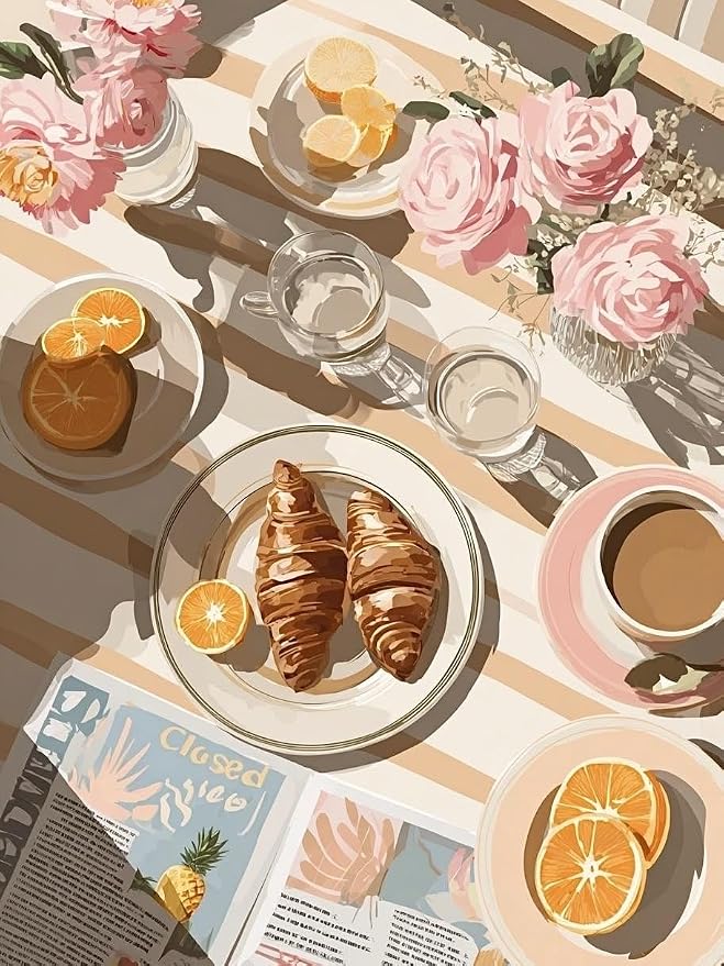 Breakfast Diamond Painting Kits for Adults,Coffee Diamond Art Kits Gem Art