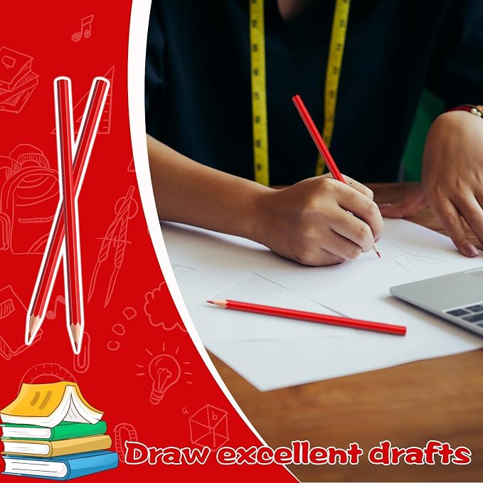 36 Pack Red Colored Pencils for Kids, Pre-sharpened Art Pencils Back to School Supplies Set, Drawing Sketching Pencils for Students, Teachers, Classroom