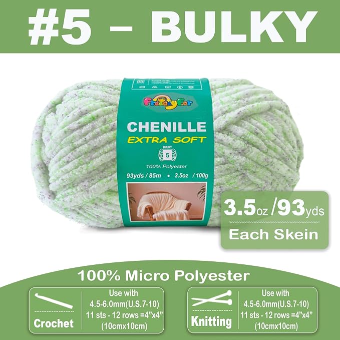 Super Soft Velvet Chenille Yarn for Crocheting and Knitting-Easy to Crochet-Bulky, 3.5oz/93yds of Each Skein-Chunky Plush Yarn for Hand Craft Blanket Ammigurumi DIY (Spring Meadow, 6 Pack)