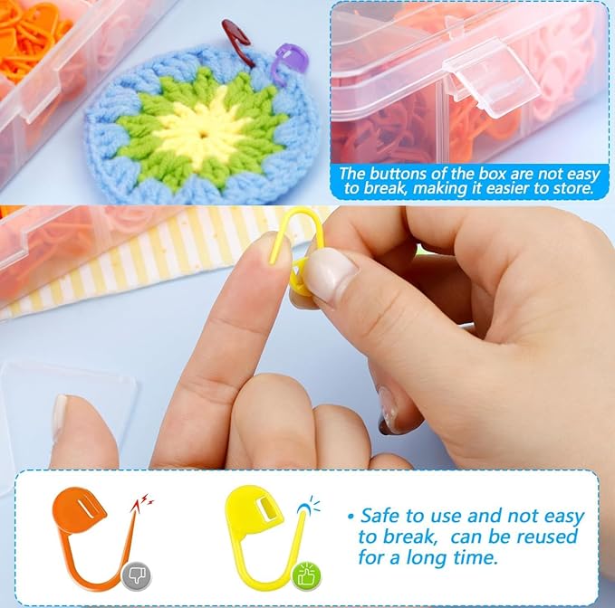 120 Pieces Knitting Crochet Locking Stitch Markers 10 Color,10 Pcs Large Eye Blunt Sewing Needles for Knitting Sewing Stitching Weaving with Storage Case