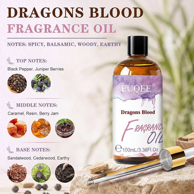 EUQEE 3.38 Fl Oz Dragons Blood Fragrance Oil for Candle Making 100ML