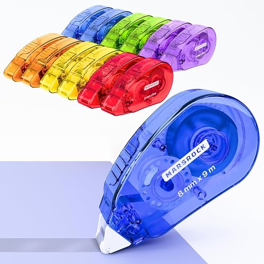 Marsrock Double Sided Tape Roller for Scrapbooking 12-Pack (0.31IN x 30FT) Adhesive Tape, Scrapbook Supplies and Craft Supplies for Scrapbooking, Gift Wrapping and Photo Tape, Back to School