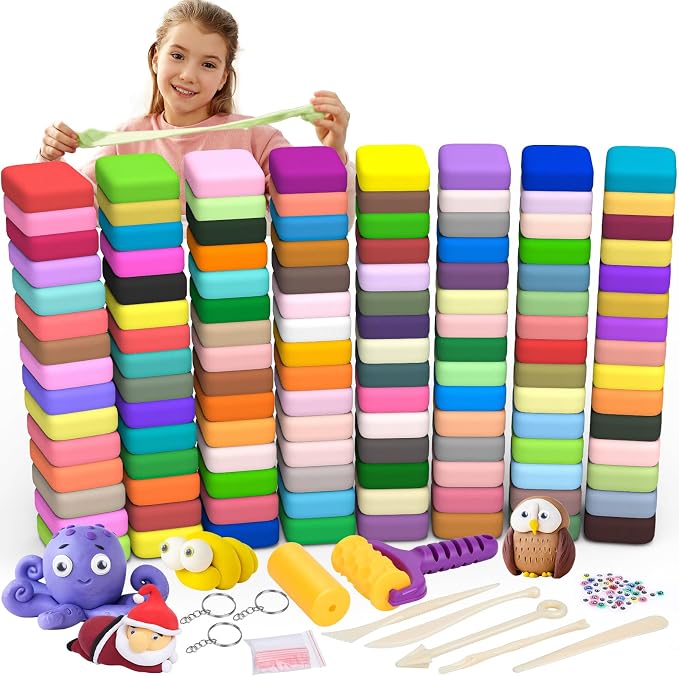169 Pcs Air Dry Clay 120 Colors Modeling Model Magic Clay for DIY Molding Starter Kit with Sculpting Tools,Ultra Light Soft Non-Toxic Arts & Crafts Gift for Boys Girls Birthday Party Favors