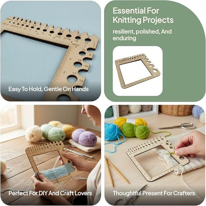 Wood Knitting Gauge Rulers Wooden Knitting Pin Gauge, Crochet Accessories, DIY Craft Designers Household Artists Crochet Hook, Style A