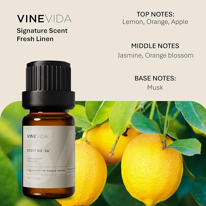 VINEVIDA [0.33oz] Scent No.34 - Natural Fragrance Oil for Candle & Soap Making - Made in USA