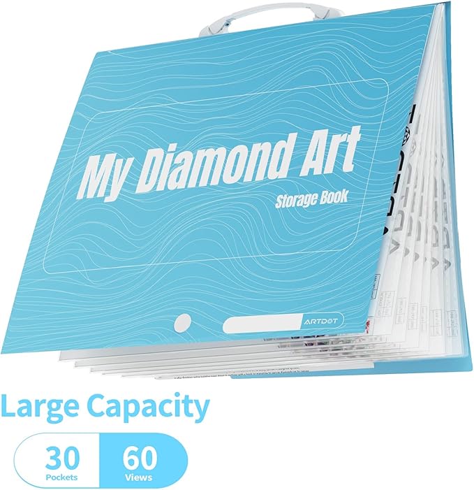 ARTDOT A3 Storage Book for Diamond Art Kits, Portfolio Folder for Diamond Painting Accessories with 30 Pocket Slevees Protectors (16.9x12.4inches)