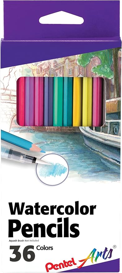 Pentel Arts Watercolor Pencil Set - Assorted Colors, 36-Pack (CB9-36)