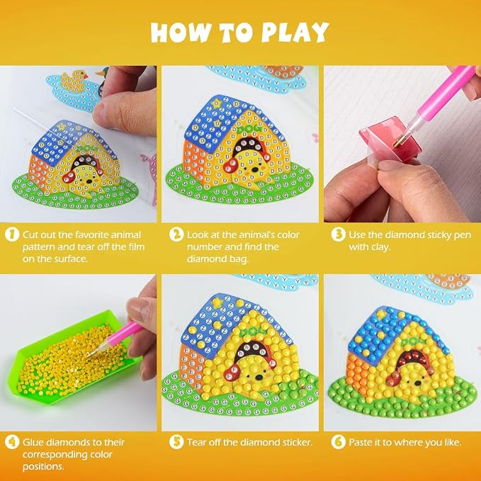 Labeol Diamond Art Kits for Kids Boys and Girls Ages 6-8-10-12 Easy to DIY Creative Diamond Art Sticker Craft by Numbers Kits for Kids and Adult Beginners (Engineering Vehicles)