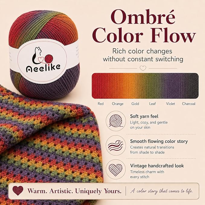 Aeelike Crochet Blanket Kit for Adults,Vedio Tutorial,Wool Yarn 10 Skeins