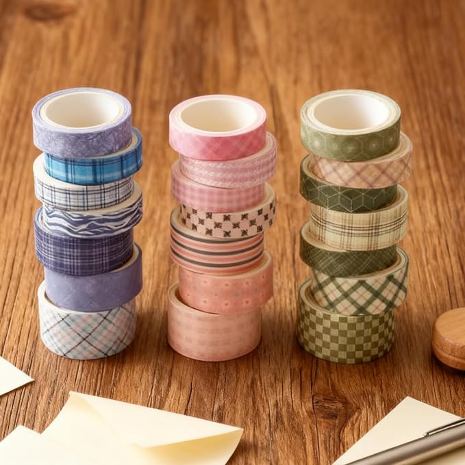 Vintage Washi Tape Set 21 Rolls - Scrapbooking & Journaling Supplies, Retro Floral/Cute Decorative Tapes for Junk/Bullet/Bible Journals, Craft Tape for DIY, Gift for Crafters