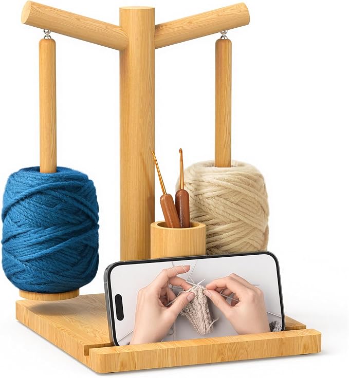 Hangerspace Wooden Yarn Holder for Crocheting and Knitting
