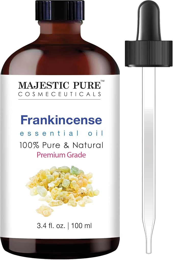 Majestic Pure Frankincense Essential Oil for Diffuser - 3.4 Fl Oz | 100% Pure & Natural Essentials Oils for Relaxing Tense Mood, Eliminating Odor, Creating Peaceful Atmosphere for Sleep & Work