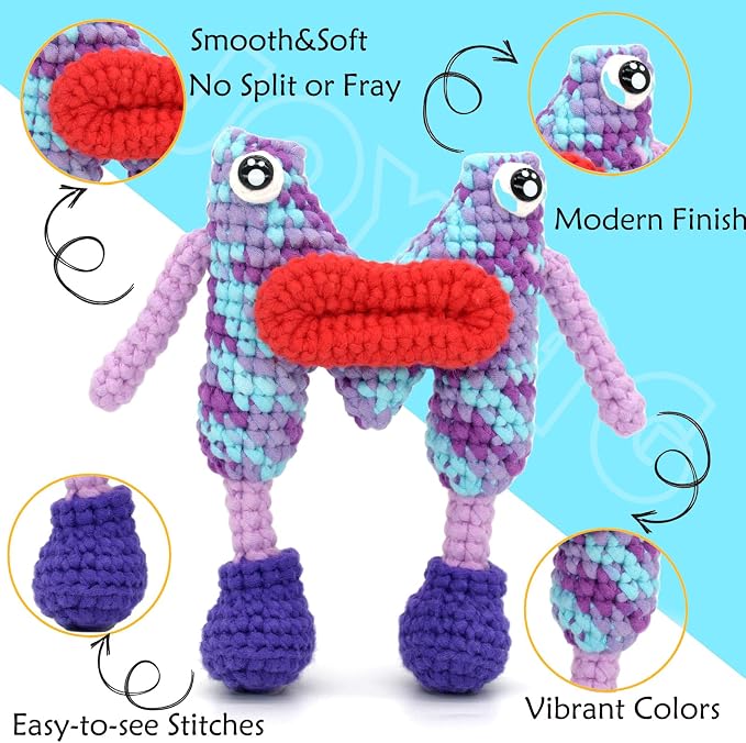 3 Pack Rainbow Beginner Crochet Yarn for Crocheting and Knitting Multicolor Cotton Crochet Yarn for Beginners with Easy-to-See Stitches Cotton-Nylon Blend Easy Yarn for Beginners(Mermaid Tone)