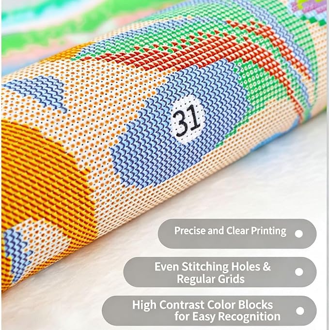 WUSARPLY Sunset Landscape Stamped Cross Stitch Kits for Adults with Framed | Beach Palm Tree Needlepoint Counted Cross Stitch Kits for Beginners Adults with Framed Embroidery Kits Arts and Crafts