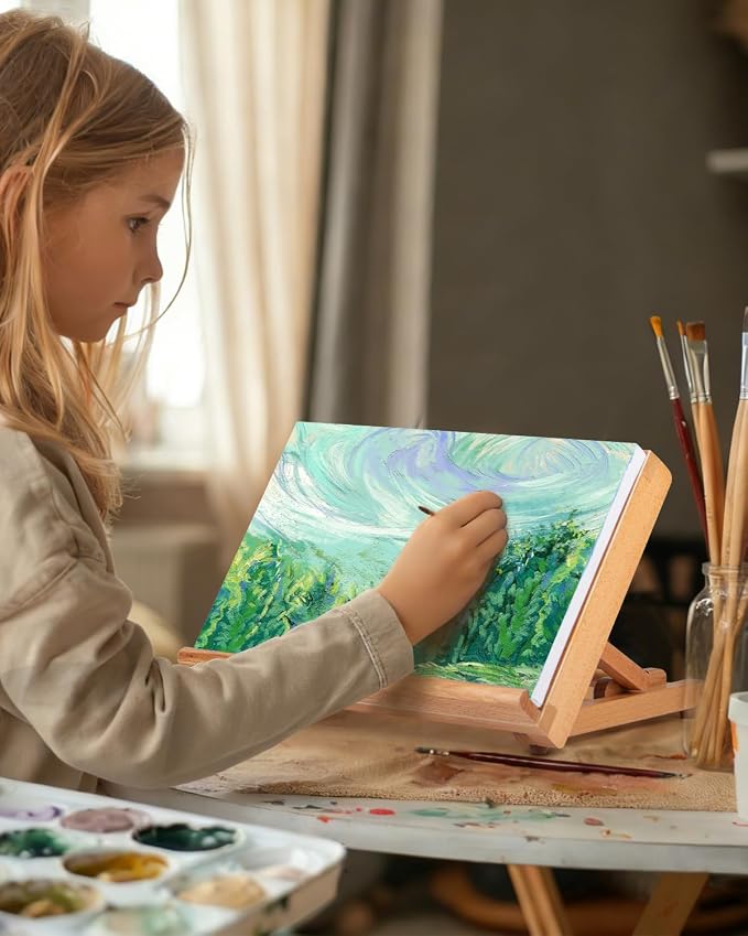 Table Easel for Painting, Adjustable Angle Art Easels Wood Table Easel Drawing and Sketching Board, 11 4/5 Inches by 8 2/3 Inches