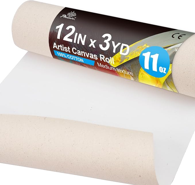 PHOENIX 12 Inch Wide x 3 Yard (9 Feet) Long Canvas Roll