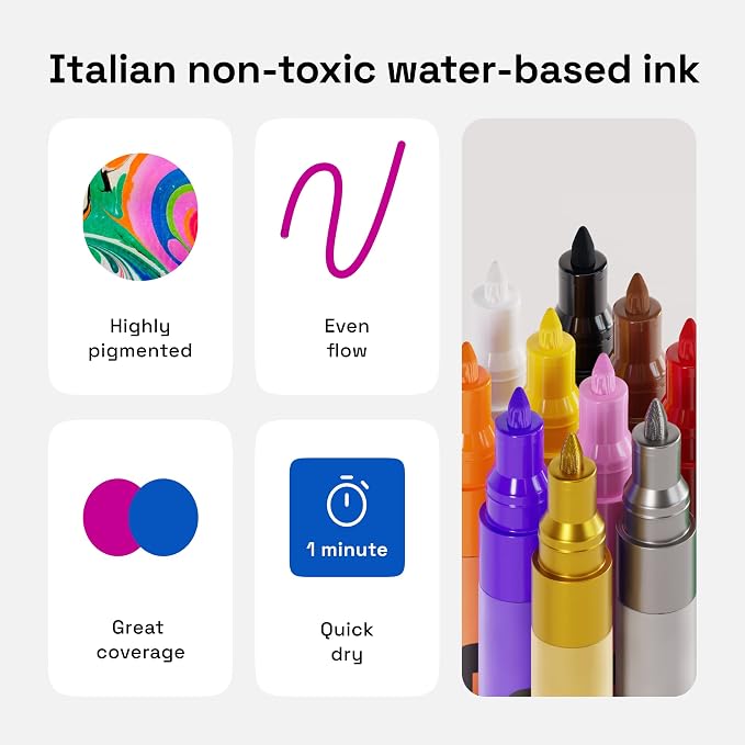ARTISTRO 12 Multicolor Paint Pens for Glass Marking - Extra-Fine Tip