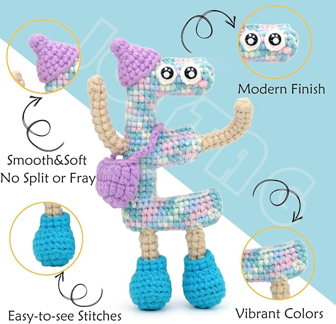 3 Pack Rainbow Beginners Crochet Yarn Pink Purple Blue Cotton Crochet Yarn for Crocheting Knitting Beginners with Easy-to-See Stitches Cotton-Nylon Blend Crochet Yarn for Beginners Crochet Kit(3x50g)