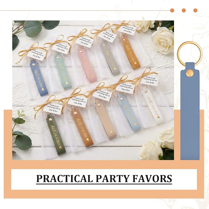Wavyknot 100 Pcs Leather Keychain Blanks, 5.6 x 0.8 Inches, Light Color