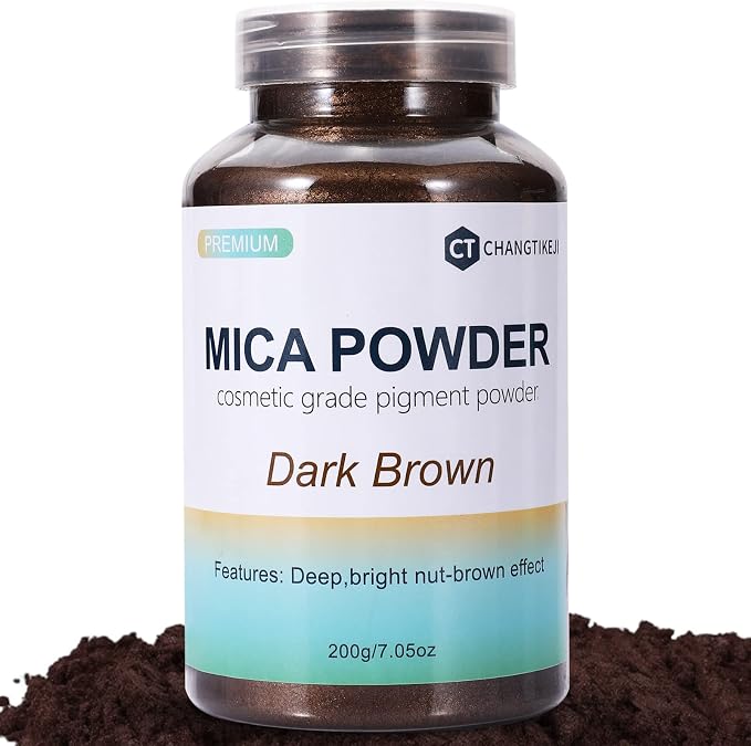 Mica Powder,7.05OZ（200g）,Dark Brown Mica Powder Pigment for Epoxy Resin，Lip Gloss，Paint，Dye，Soap Making，Nail Polish,Candle Making,Bath Bombs(Dark Brown)