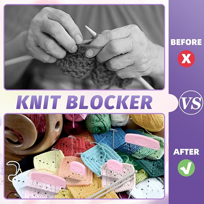 120Pcs Knit Blocking Pins Kit, Blocking Pins for Knitting, Knit Blocking Pins for Blocking Mats, 20 Knit Blockers Pins Kit, Crochet Blocking Pins, Knit Blocking Combs with 100 T-Pins and Storage Box