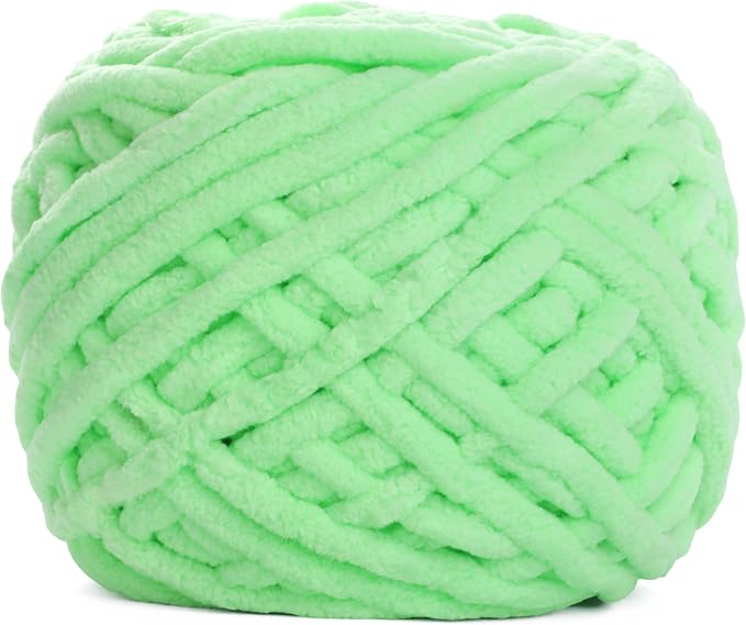 Plush Chenille Chunky Yarn for Crocheting 100g(54.6yd) - Bulky Thick Fluffy Yarn for Knitting- Soft Velvet for Baby, Blanket Knitting Blanket Yarns- Amigurumi Yarns (1- Cyan Green)
