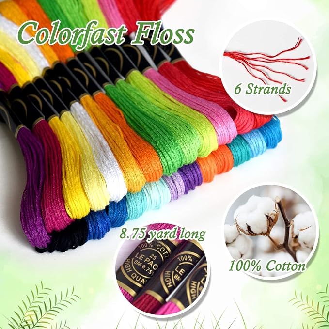 25 Rainbow Colors Embroidery Floss - Cross Stitch Threads - Friendship Bracelets Floss - Crafts Floss- Hand Embroidery Thread