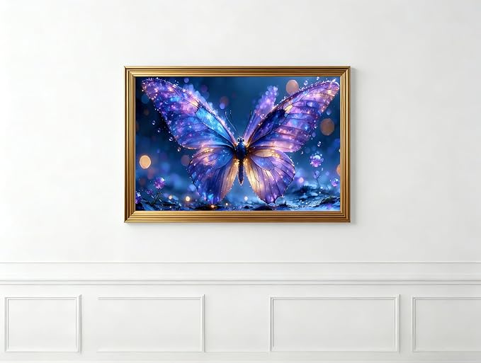 Magical Butterfly Diamond Art Kit for Adults Sparkly Fantasy Gem 16x12"