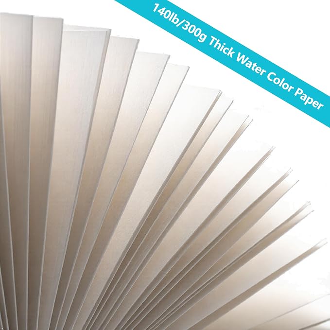 Hapikalor 5.5"x8.5" Watercolor Paper, Small Sketchbook for Kids, 30 Sheets | Spiral Bound, Water Color Paper, 140lb/300gsm Watercolor Paper, Watercolor Notebook, Watercolor Journal, Sketch Pad, Teal